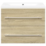 vidaXL Set mobilier de baie, 2 piese, stejar sonoma, lemn prelucrat