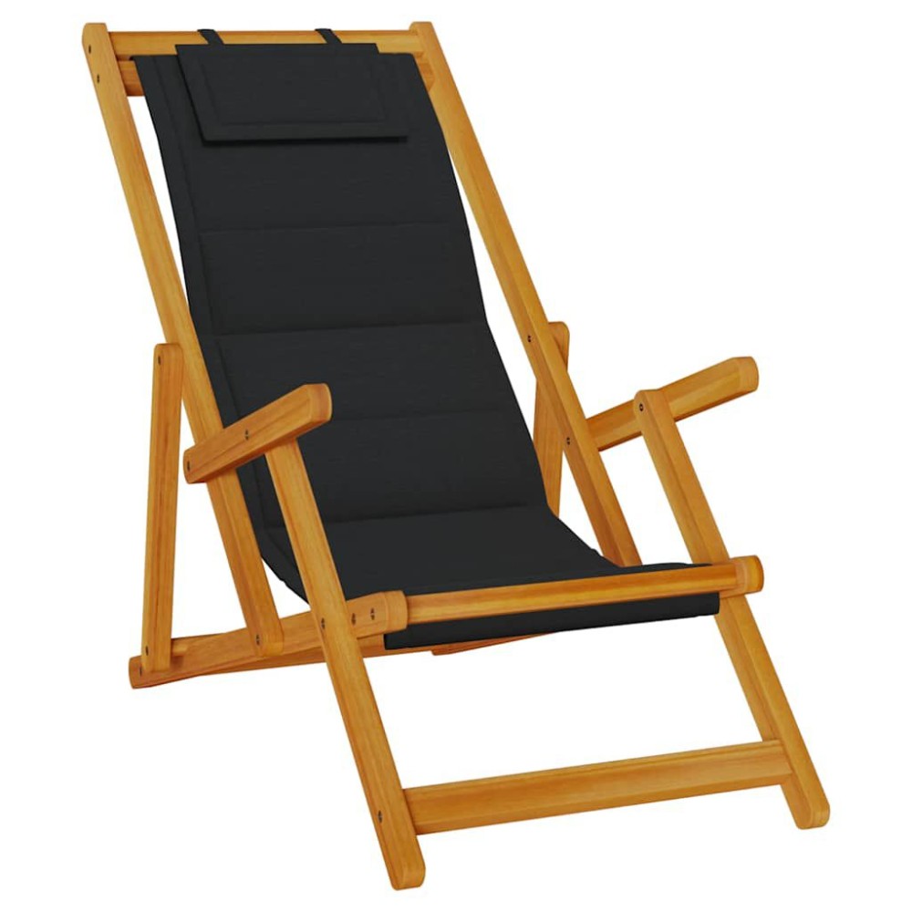 vidaXL Scaun de plajă cu pernă 2 pcs Maro 61.5 x 123 x 82cm