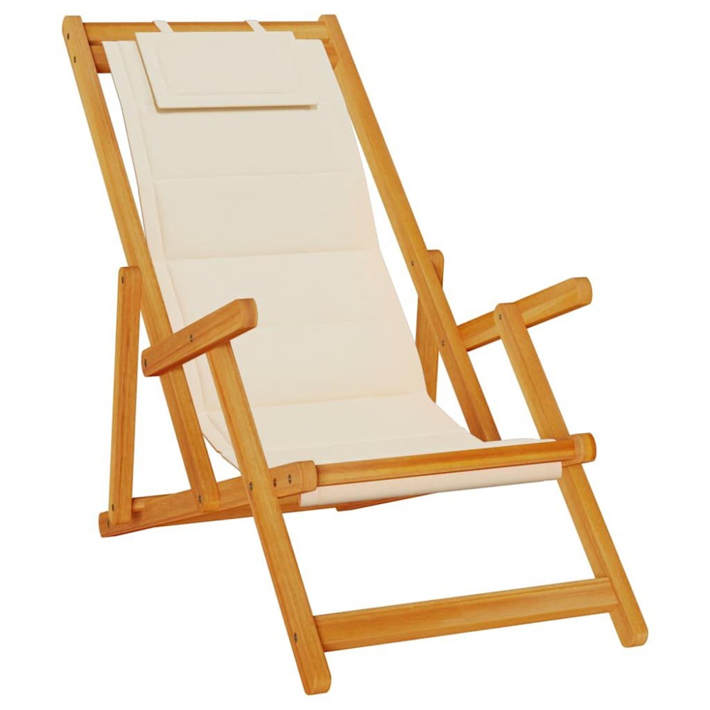 vidaXL Scaun de plajă cu pernă 2 pcs Maro 61.5 x 123 x 82cm