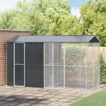 vidaXL Colivie de păsări cu extensie, antracit, 210x442x247 cm, oțel vidaXL Colivie de păsări cu extensie, antracit, 210x442x247 cm, oțel