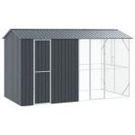 vidaXL Colivie de păsări cu extensie, antracit, 210x442x247 cm, oțel vidaXL Colivie de păsări cu extensie, antracit, 210x442x247 cm, oțel