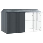 vidaXL Colivie de păsări cu extensie, antracit, 210x442x247 cm, oțel vidaXL Colivie de păsări cu extensie, antracit, 210x442x247 cm, oțel