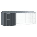vidaXL Colivie de păsări cu extensie, antracit, 210x640x247 cm, oțel vidaXL Colivie de păsări cu extensie, antracit, 210x640x247 cm, oțel