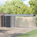 vidaXL Colivie de păsări cu extensie, antracit, 210x640x247 cm, oțel vidaXL Colivie de păsări cu extensie, antracit, 210x640x247 cm, oțel