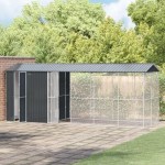 vidaXL Colivie de păsări cu extensie, antracit, 210x640x247 cm, oțel vidaXL Colivie de păsări cu extensie, antracit, 210x640x247 cm, oțel