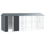 vidaXL Colivie de păsări cu extensie, antracit, 210x640x247 cm, oțel vidaXL Colivie de păsări cu extensie, antracit, 210x640x247 cm, oțel