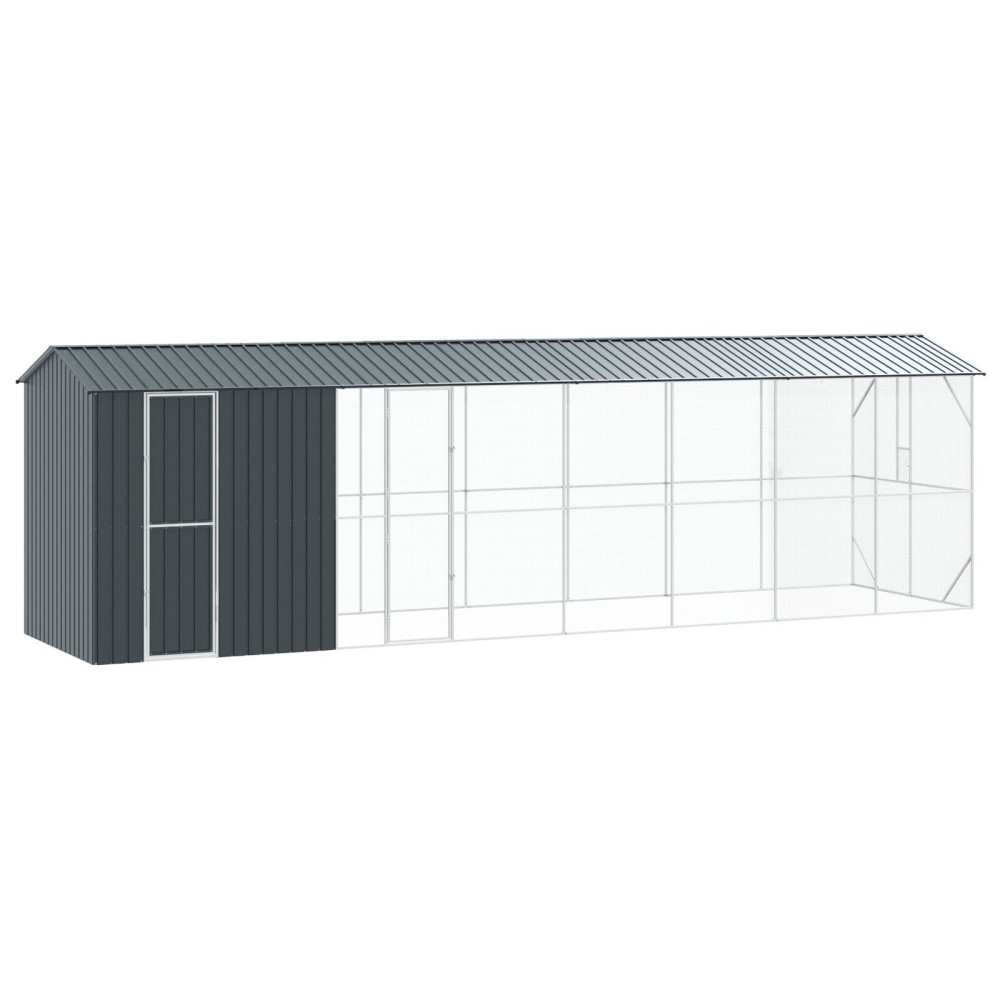 vidaXL Colivie de păsări cu extensie, antracit, 210x838x247 cm, oțel
