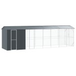 vidaXL Colivie de păsări cu extensie, antracit, 210x838x247 cm, oțel vidaXL Colivie de păsări cu extensie, antracit, 210x838x247 cm, oțel