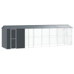 vidaXL Colivie de păsări cu extensie, antracit, 210x838x247 cm, oțel vidaXL Colivie de păsări cu extensie, antracit, 210x838x247 cm, oțel