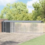 vidaXL Colivie de păsări cu extensie, antracit, 210x838x247 cm, oțel vidaXL Colivie de păsări cu extensie, antracit, 210x838x247 cm, oțel