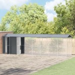 vidaXL Colivie de păsări cu extensie, antracit, 210x838x247 cm, oțel vidaXL Colivie de păsări cu extensie, antracit, 210x838x247 cm, oțel