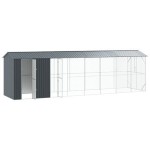 vidaXL Colivie de păsări cu extensie, antracit, 210x838x247 cm, oțel vidaXL Colivie de păsări cu extensie, antracit, 210x838x247 cm, oțel