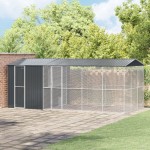vidaXL Colivie de păsări cu extensie, antracit, 310x640x247 cm, oțel vidaXL Colivie de păsări cu extensie, antracit, 310x640x247 cm, oțel