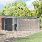 vidaXL Colivie de păsări cu extensie, antracit, 310x640x247 cm, oțel vidaXL Colivie de păsări cu extensie, antracit, 310x640x247 cm, oțel