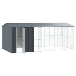 vidaXL Colivie de păsări cu extensie, antracit, 310x640x247 cm, oțel vidaXL Colivie de păsări cu extensie, antracit, 310x640x247 cm, oțel