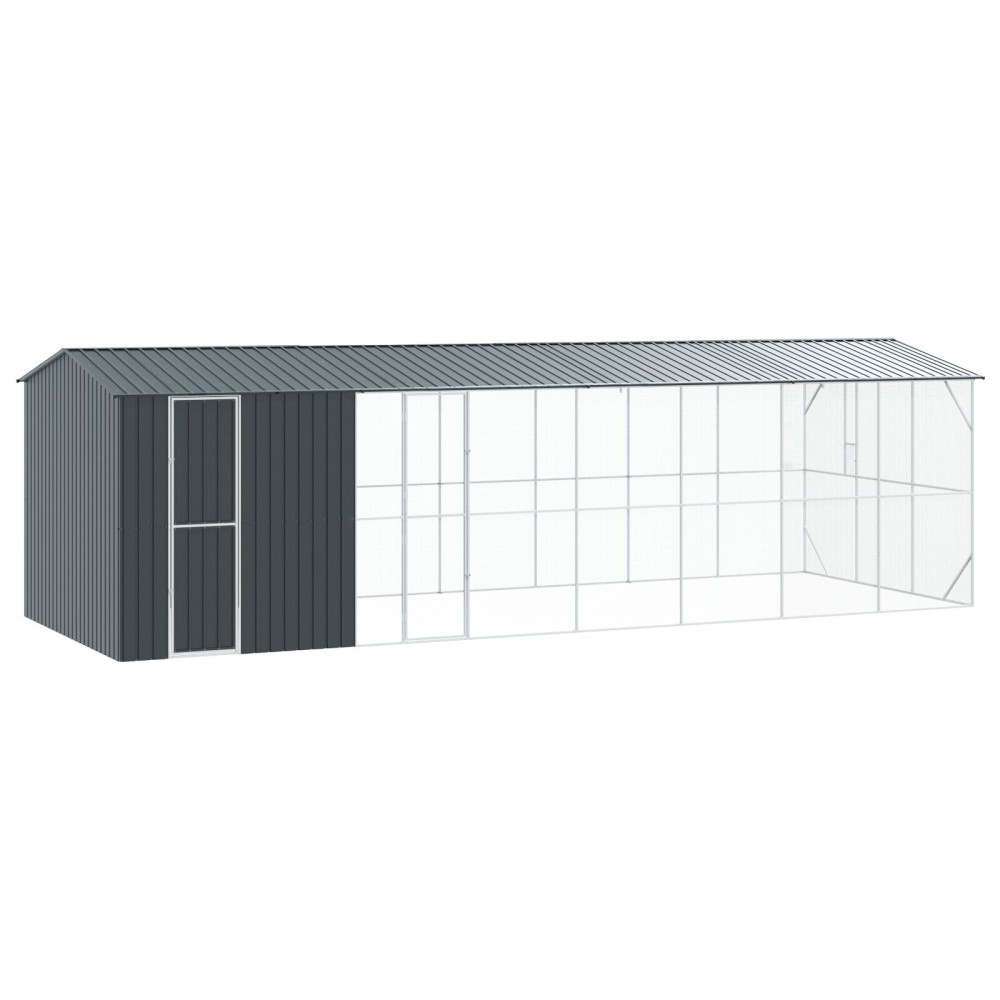 vidaXL Colivie de păsări cu extensie, antracit, 310x838x247 cm, oțel