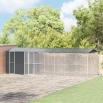 vidaXL Colivie de păsări cu extensie, antracit, 310x838x247 cm, oțel vidaXL Colivie de păsări cu extensie, antracit, 310x838x247 cm, oțel