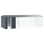 vidaXL Colivie de păsări cu extensie, antracit, 310x838x247 cm, oțel vidaXL Colivie de păsări cu extensie, antracit, 310x838x247 cm, oțel