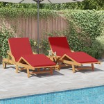 vidaXL Șezlong 2 pcs Roșu 200 x 67 x 84cm Lemn masiv de acacia vidaXL Șezlong 2 pcs Roșu 200 x 67 x 84cm Lemn masiv de acacia