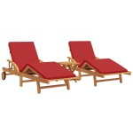 vidaXL Șezlong cu pernă 3 pcs Roșu 40 x 40 x 40cm Lemn masiv de acacia vidaXL Șezlong cu pernă 3 pcs Roșu 40 x 40 x 40cm Lemn masiv de acacia