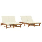 vidaXL Șezlong cu pernă Maro 125 x 200 x 84cm Lemn masiv de acacia