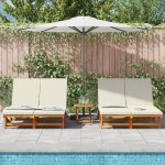 vidaXL Șezlong cu pernă Maro 125 x 200 x 84cm Lemn masiv de acacia