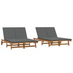 vidaXL Șezlong cu pernă Maro 125 x 200 x 84cm Lemn masiv de acacia