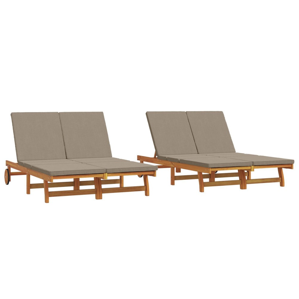 vidaXL Șezlong cu pernă Maro 125 x 200 x 84cm Lemn masiv de acacia