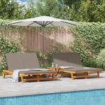 vidaXL Șezlong cu pernă Maro 125 x 200 x 84cm Lemn masiv de acacia