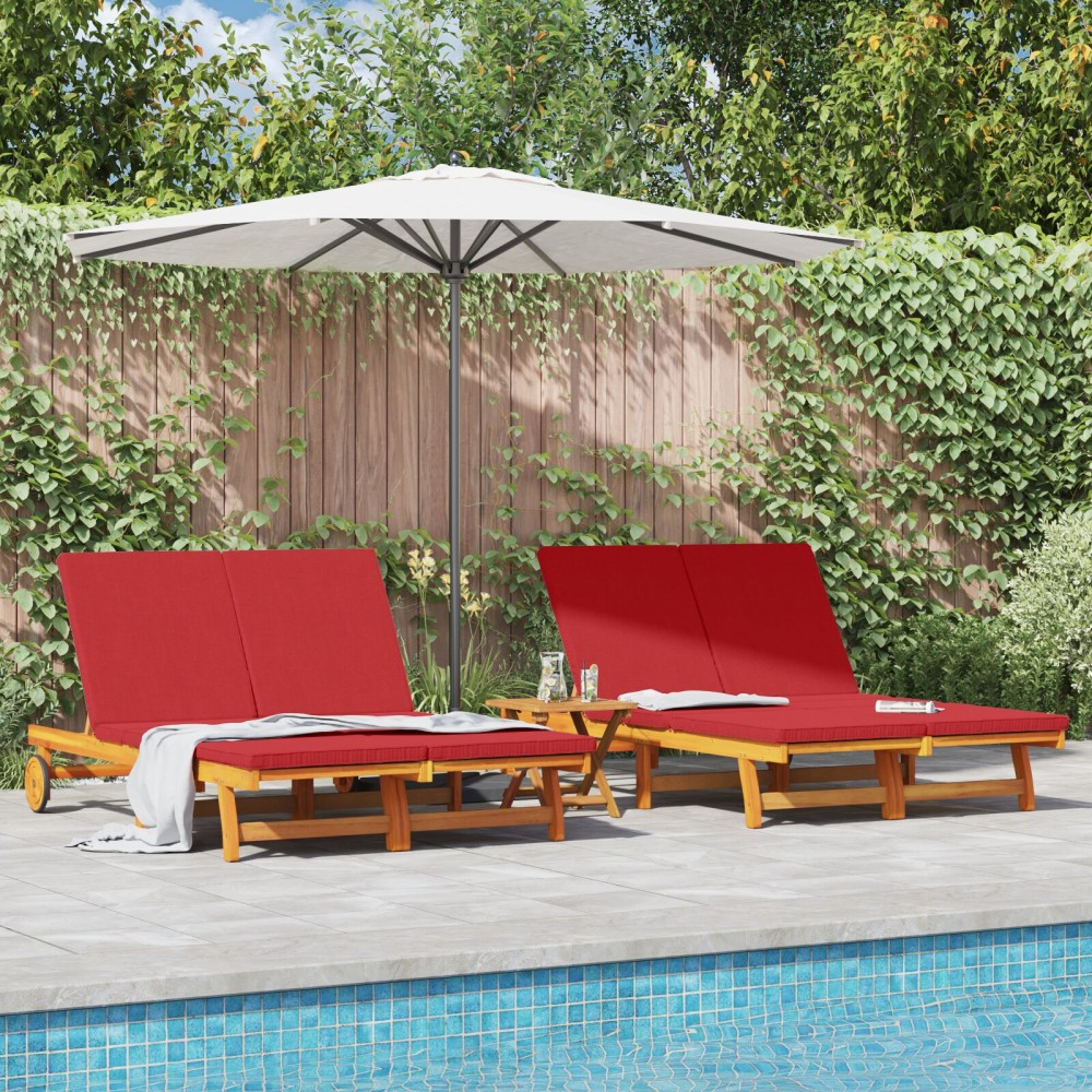 vidaXL Șezlong cu pernă Maro 125 x 200 x 84cm Lemn masiv de acacia