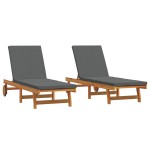 vidaXL Șezlong 2 pcs Maro 63 x 199 x 85cm Lemn masiv de acacia vidaXL Șezlong 2 pcs Maro 63 x 199 x 85cm Lemn masiv de acacia