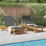vidaXL Șezlong 2 pcs Maro 63 x 199 x 85cm Lemn masiv de acacia vidaXL Șezlong 2 pcs Maro 63 x 199 x 85cm Lemn masiv de acacia