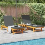 vidaXL Șezlong 2 pcs Maro 63 x 199 x 85cm Lemn masiv de acacia vidaXL Șezlong 2 pcs Maro 63 x 199 x 85cm Lemn masiv de acacia