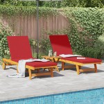 vidaXL Șezlong 2 pcs Maro 63 x 199 x 85cm Lemn masiv de acacia vidaXL Șezlong 2 pcs Maro 63 x 199 x 85cm Lemn masiv de acacia