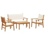 vidaXL Set de canapele pentru grădină 4 pcs Maro 75 x 45 x 38cm