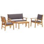 vidaXL Set de canapele pentru grădină 4 pcs Maro 75 x 45 x 38cm