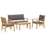 vidaXL Set de canapele pentru grădină 4 pcs Maro 75 x 45 x 38cm