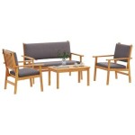 vidaXL Set de canapele pentru grădină 4 pcs Maro 75 x 45 x 38cm