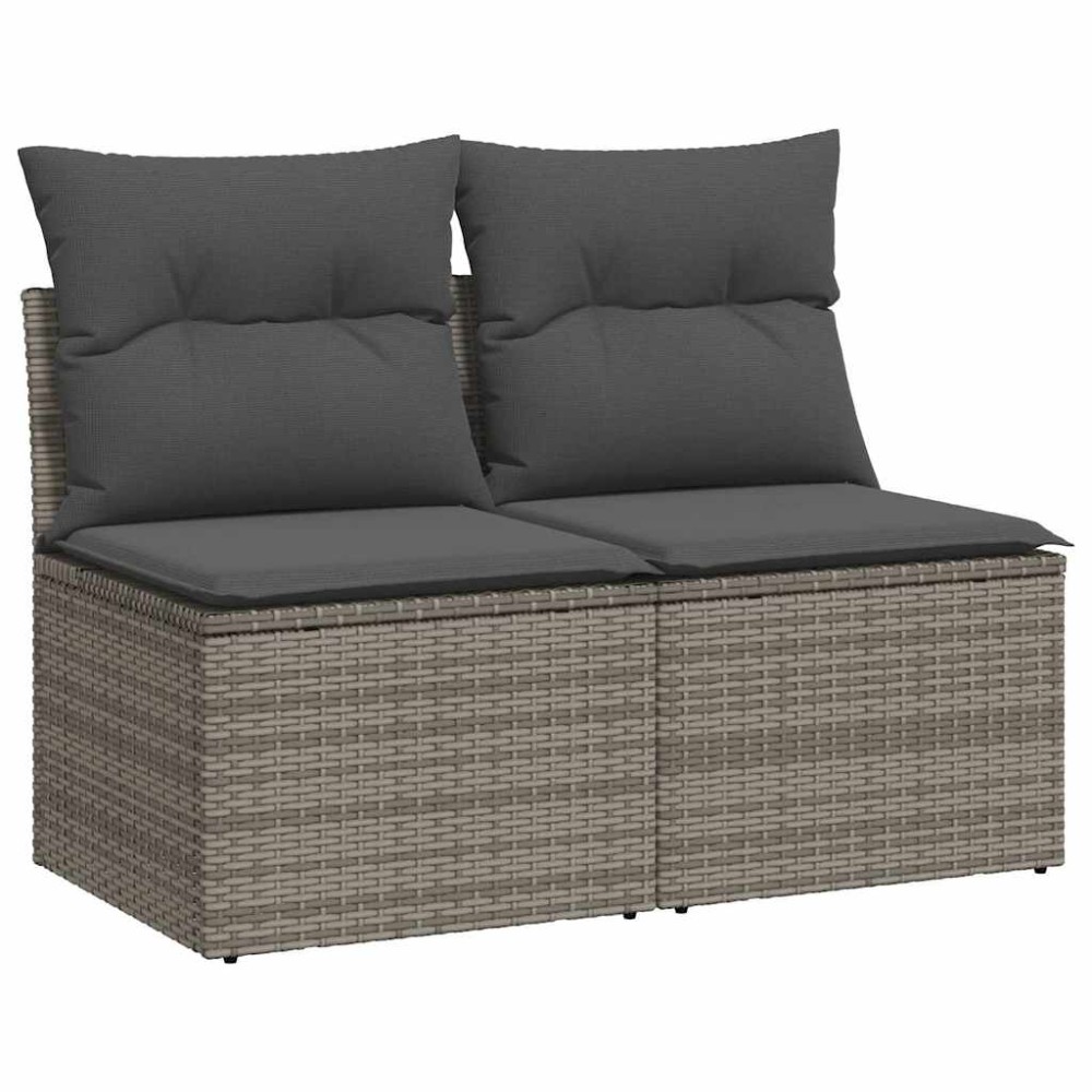 vidaXL Set mobilier grădină cu perne 2 piese gri poliratan/lemn acacia