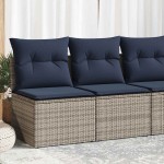 vidaXL Set mobilier grădină cu perne 2 piese gri poliratan/lemn acacia
