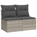 vidaXL Set canapea de grădină cu perne, 2 piese, gri deschis poliratan