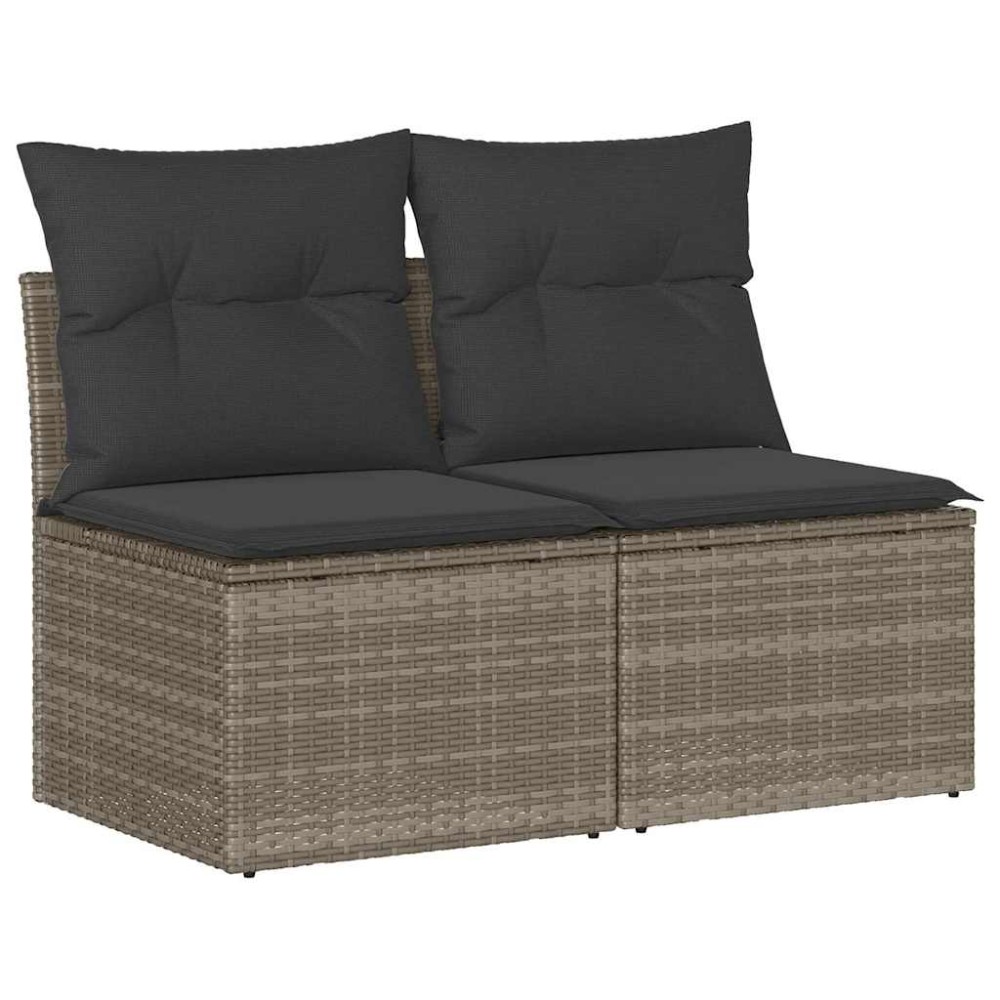 vidaXL Set mobilier grădină cu perne 2 piese gri poliratan/lemn acacia