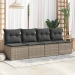 vidaXL Set mobilier grădină cu perne 2 piese gri poliratan/lemn acacia