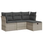 vidaXL Set canapea de grădină cu perne, 4 piese, gri deschis poliratan vidaXL Set canapea de grădină cu perne, 4 piese, gri deschis poliratan