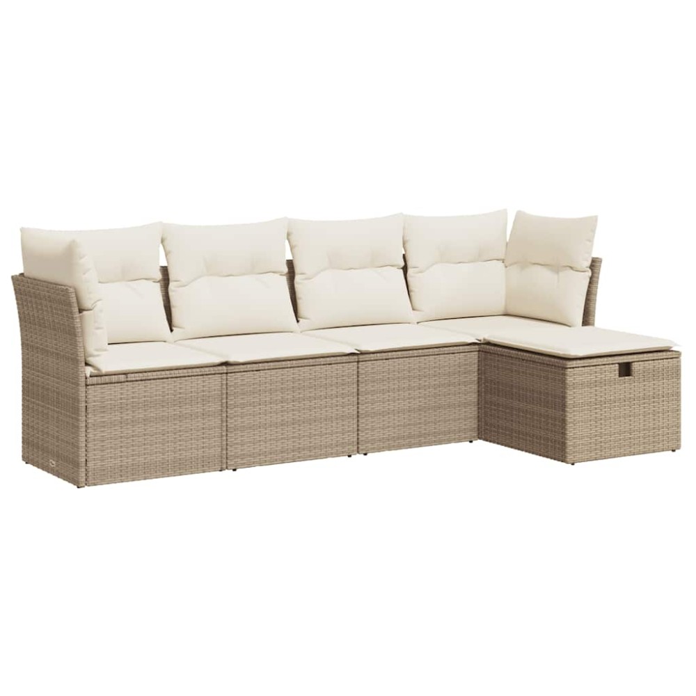 vidaXL Set canapele de grădină cu perne, 5 piese, bej, poliratan