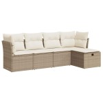 vidaXL Set canapele de grădină cu perne, 5 piese, bej, poliratan vidaXL Set canapele de grădină cu perne, 5 piese, bej, poliratan