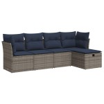 vidaXL Set canapea de grădină cu perne, 5 piese, gri, poliratan