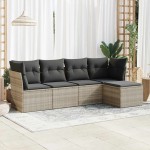 vidaXL Set canapele de grădină cu perne, 5 piese gri deschis poliratan vidaXL Set canapele de grădină cu perne, 5 piese gri deschis poliratan