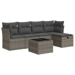 vidaXL Set mobilier grădină cu perne, 6 piese, gri, poliratan