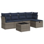 vidaXL Set mobilier grădină cu perne, 6 piese, gri, poliratan